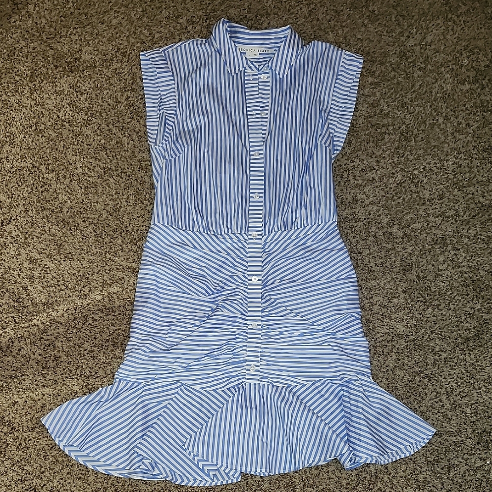 Veronica Beard Blue and White Striped Top
